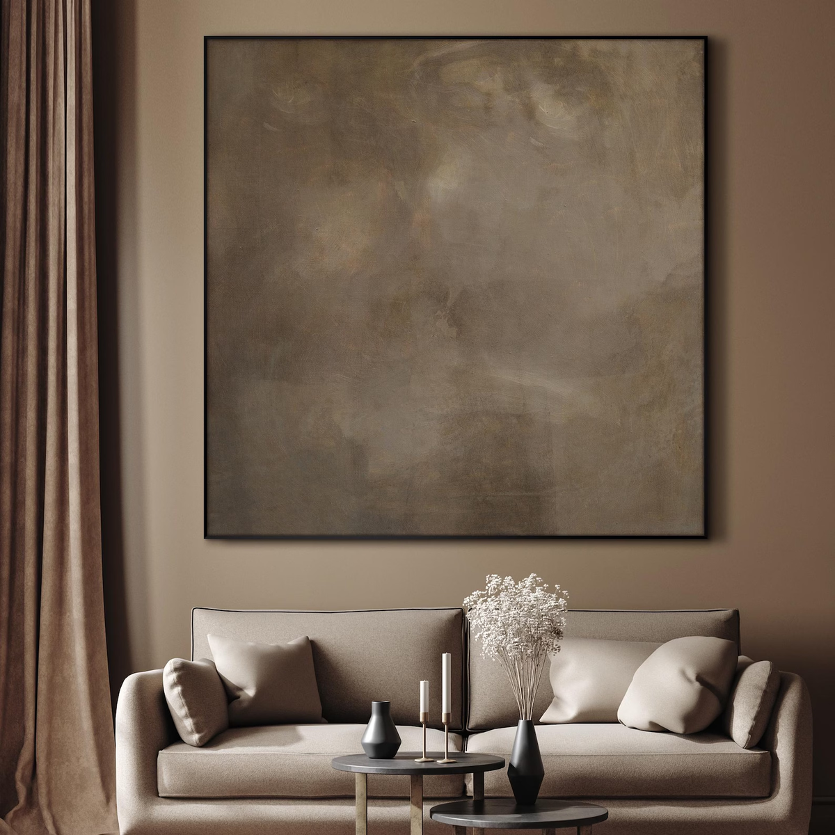 Wabi-Sabi Abstract - Extra Large Framed Art, Earth Tone Minimalist Print, Modern Rustic Wall Decor for Living Room
